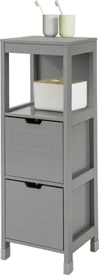Image de Meuble de rangement de salle de bains au sol de Rootz, avec 1 étagère et 2 tiroirs