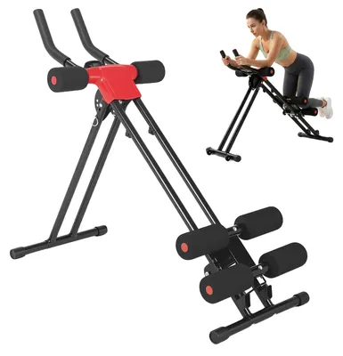Produktbild von Klappbarer Bauchtrainer, 5-Stufen-Widerstand, LED-Monitor, Rot