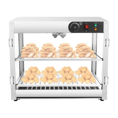 Zdjęcie produktu dla pojemnik 800 W Podgrzewacz do żywności Witryna utrzymująca ciepło Żywność z 2 ramami ze stali nierdzewnej Witryna montowana od góry Lada utrzymująca ciepło 30-85°C