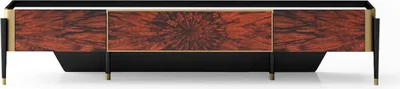 Produktbild von Brauner TV-Ständer Designer Holzmöbel TV-Lowboard Fernsehtisch