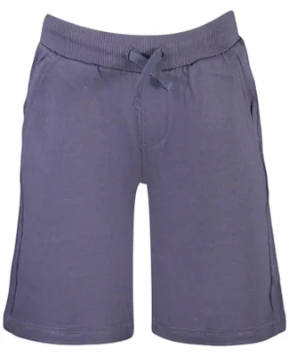 Image de Pantalon de jogging court bleu pour enfant en matière biologique avec logo brodé
