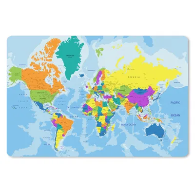 Produktbild von MuchoWow® Mauspad Mousepad Weltkarte - Farben - Buchstaben - Kinder - Jungen - Mädchen 27x18 cm - Mousepads - Maus Mat - Pad - Mausunterlage - Büroartikel - Desk Matten