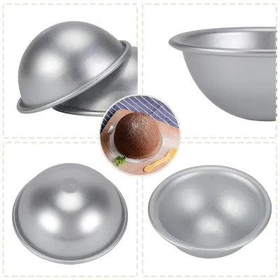 Imagen del producto de Molde semicircular de 9 cm, de aluminio, para hacer hemisferios, ideal para pasteles de gasa, pasteles en forma de bikini, postres, pudines y otros productos de repostería