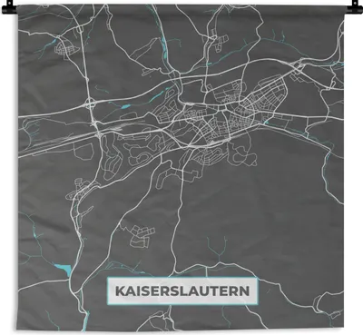 Produktbild von MuchoWow® Wandteppich Wandbehang Stadtplan - Karte von Deutschland - Blau - Kaiserslautern - Karte 150x150 cm Tapisserie Dekoration Wandtuch - Wohnaccessoires - Modernes