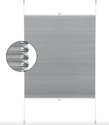 Image de Store alvéolaire de luxe - 70x130 cm - Gris - Translucide & Isolant - Montage sans perçage - Polyester