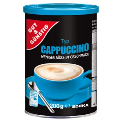 Produktbild von Gut & Günstig Cappuccino Getränkepulver weniger süß 200g