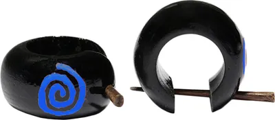 Produktbild von Holzohrstecker mit Spirale Farbe - Blau