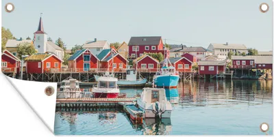 Produktbild von MuchoWow® 60x30 cm Outdoor-Poster Gartendeko Sichtschutz Garten Poster für den Garten  Lofoten in Norwegen