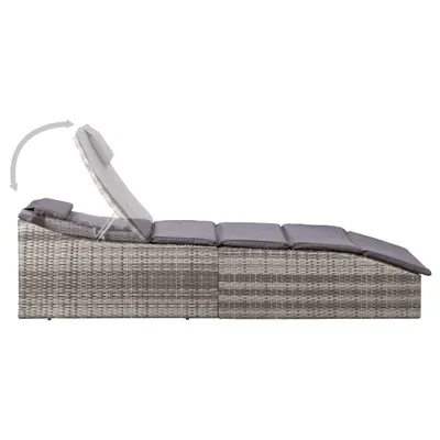 Produktbild von vidaXL Sonnenliege mit Auflage Poly Rattan Grau