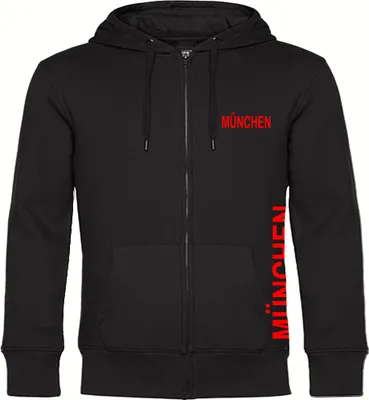 Produktbild von multifanshop Kapuzen Sweatshirt Jacke - München rot - Brust & Seite, schwarz, Größe M
