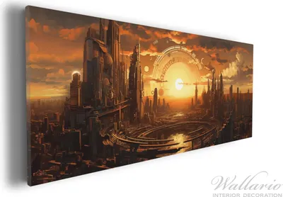 Produktbild von Wallario Premium Leinwandbild Sonnenportal in die Zukunft in Größe 30 x 75 cm