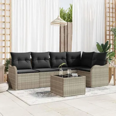Imagen del producto de Maison Exclusive - Juego de 6 sillones de jardín, color gris claro, fabricados en polirratán