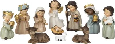 Produktbild von Krippenfiguren-Set 11teilig 3,5-12,5cm Weihnachtsdekoration Weihnachten Deko