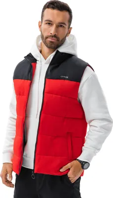 Produktbild von Ombre Herren-Weste Sport Steppweste Bodywarmer Ärmellos Mix S-XXL V36, Rot XS/S