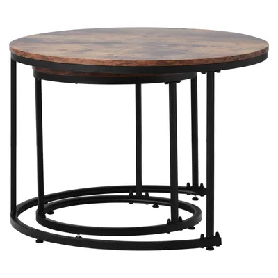 Produktbild von okwish Runder Couchtisch 2er Set Satz Couchtisch Wohnzimmer Runder geschachtelter Beistelltisch Braun