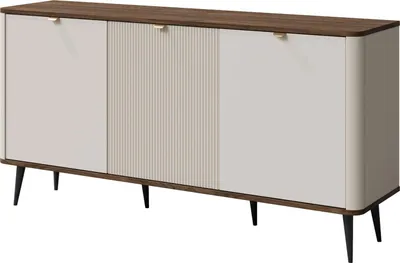 Produktbild von Sideboard Marly Kommode 160x40x82cm Farbe wählbar 3-türig,Kaschmir / Walnuss