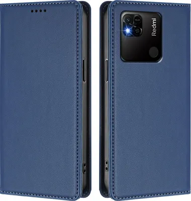 Image de Etui en cuir pour Xiaomi Redmi 10A/Redmi 9C, étui magnétique en cuirPolyuréthaneavec support Bleu foncé
