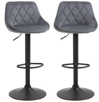Produktbild von HOMCOM Barhocker 2er Set Höhenverstellbar Drehbar Barstühle mit Samtoptik