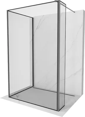 Obrázek produktu pro Mexen Kioto sprchová stěna Walk-in 120 x 90 x 40 cm, černý rámeček, gun metal - 800-120-090-221-95-70-040