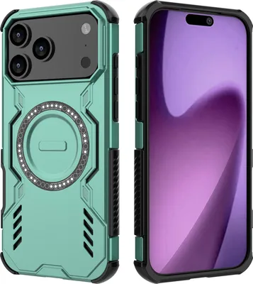 Produktbild von Magnetisch Hülle für iPhone 17 Pro Max, Hybrid PC TPU Bumper Stoßfestes Loch Wärmeableitung Handyhülle Grün