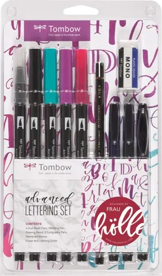 Obrázok produktu pre Tombow LS-ADV, Jemný/stredný, Čierna, Modrá, Červená, Fialová, Guličkový a štetcový hrot, Viacfarebný, Kolo, Polypropylén (PP)