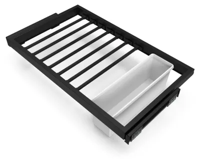 Immagine prodotto di Kit 7 Aste Pantaloni e Vassoio per Armadio 800 mm in Acciaio Emuca Nero