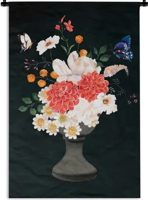 Produktbild von MuchoWow® Wandteppich Wandbehang Stillleben - Blumen - Aquarell 60x90 cm Tapisserie Dekoration Wandtuch - Foto-Teppich - Abwaschbar