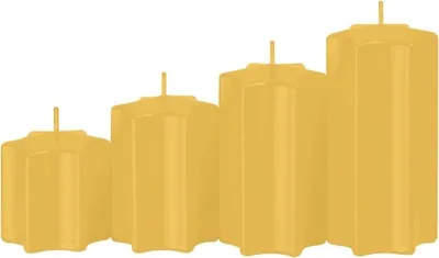 Produktbild von 4er Set Sternkerzen abgestuft Mustard Senf Ø 6 cm