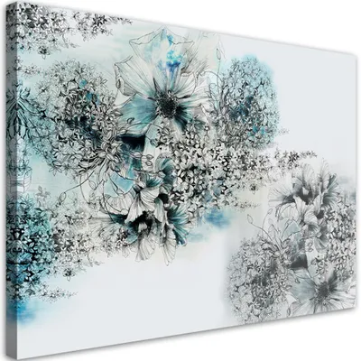Produktbild von Leinwandbild Blaue Blumen, Abstraktion 120x80 Feeby Blau bild für die wand bereit zum aufhängen