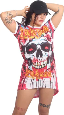 Zdjęcie produktu dla Yakuza Damen Death Bloom Urban T-Shirt Kleid, Bunt, XXL