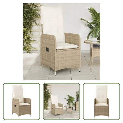 Produktbild von The Living Store Gartensessel mit Kissen Verstellbar Beige Poly Rattan