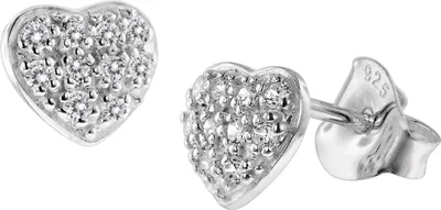 trendor 08771 Damen Ohrringe Silber 925 Herz mit Zirkonia Pavé 1