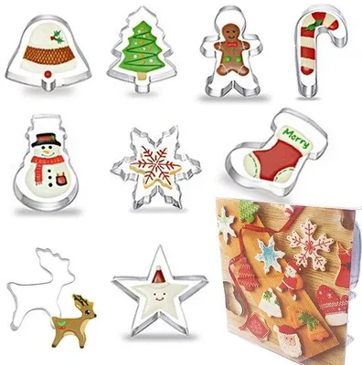 Produktbild von Weihnachtsplätzchenformen, 9-teilig, Edelstahl, für Torten, Fondant, Kekse