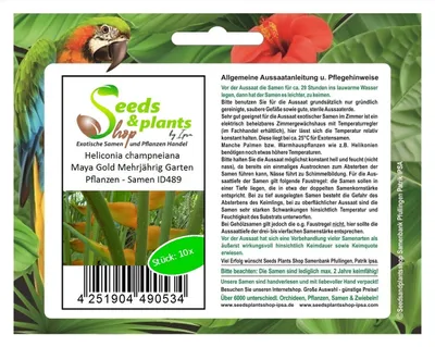 Produktbild von 10x Heliconia champneiana Maya Gold Mehrjährig Garten Pflanzen - Samen ID489