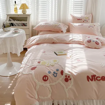 Produktbild von 360Home Bettwäsche Niedlicher Hase Bettbezug Baumwolle 4teiliges Set 1.5m