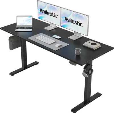 Immagine prodotto di Scrivania elettrica regolabile in altezza 140 x 60 cm con pulsantiera memory nera