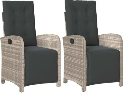 Produktbild von vidaXL Gartensessel mit Fußteil 2Stk. Verstellbar Hellgrau Poly Rattan