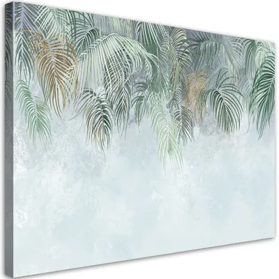 Produktbild von Leinwandbild palmenblätter 120x80 cm Feeby türkis wandbild bereit zum aufhängen