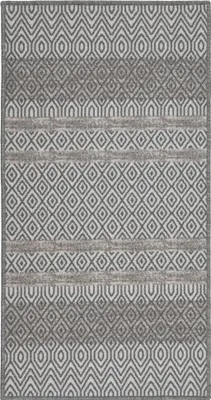 Produktbild von Teppich Läufer Flur - 80x150 cm - Grau - Rutschfest - Läufer für die Küche - Geometrisches Muster