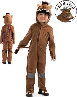Unisex Kinder Kostüm Grüffelo Gr. 104-128 Overall braun Fasching Karneval Kindergeburtstag