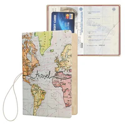 Produktbild von kwmobile Reisepass Kunststoff Schutzhülle - Ausweis Hülle Impfpass Schutz - Cover Reisepasshülle Ausweishülle - Travel Schriftzug