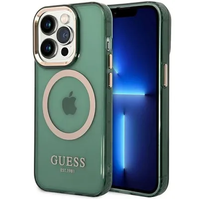 Obrázok produktu pre Puzdro Guess Guhmp14Xhtcma Pre Iphone 14 Pro Max Zelené/Khaki Zlaté Outline Translucent Magsafe