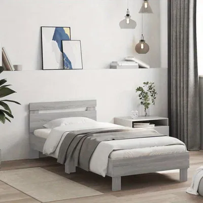Obrázok produktu pre Rám postele s čelom, moderný, minimalistický dizajn, vzhľad dreva, rozmer 90x200 cm