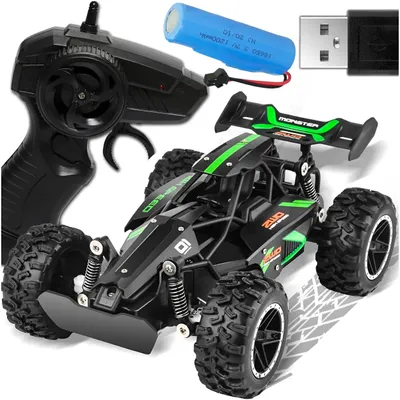 Produktbild von RC Monster Truck 1:18 mit 2 Akkus, Ferngesteuertes Auto 2,4 GHz, Offroad RC Fahrzeug mit Federung und USB-Ladung
