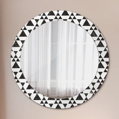 Produktbild von Wohnzimmer Spiegel - Mirror zum Wandspiegel Schlafzimmer – Schminkspiegel - Dreiecke Geometrie - Rund: Ø70cm