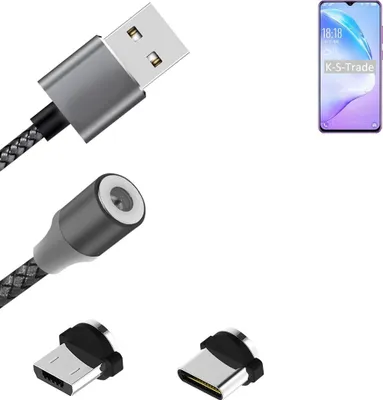 Produktbild von K-S-Trade Hochwertiges Magnet-Lade-kabel Sync-Kabel Daten-Kabel für Coolpad Cool 12A mit USB-Typ-C-Anschluss und Micro-USB-Anschluss 2A bis zu