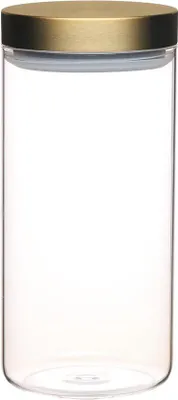 Produktbild von Luftdichter Glasbehälter mit Messingdeckel, 15 Liter, 10 x 10 x 22 cm, transparent