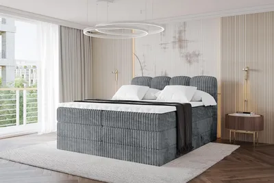 Produktbild von ALTDECOR Boxspringbett - NINA KING - 140x200 Dunkelgrau- Komplett-Set mit H3 und H4 Matratzen und Topper, Polsterbett mit Bettkästen, Lattenrost, Bett mit Stauraum, Doppelbett, Boxbett