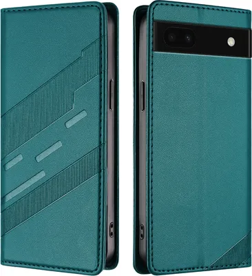 Immagine prodotto di Custodia per Google Pixel 6A, custodia a portafoglio in Finto cuoio con slot per carte e funzione stand Grün