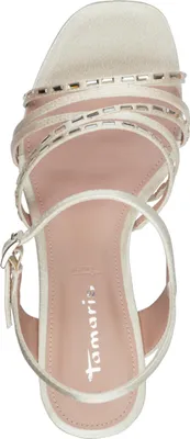Produktbild von Tamaris Damen Sandalette mit Strass Plateausohle und Karree Spitze 1-28307-46, Größe:36 EU, Farbe:Weiß